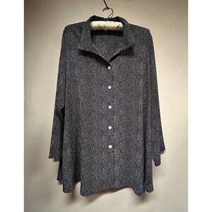 Christopher Calvin Black White Polka Dot Button Up Long Sleeve Shirt Plus Sz 1X